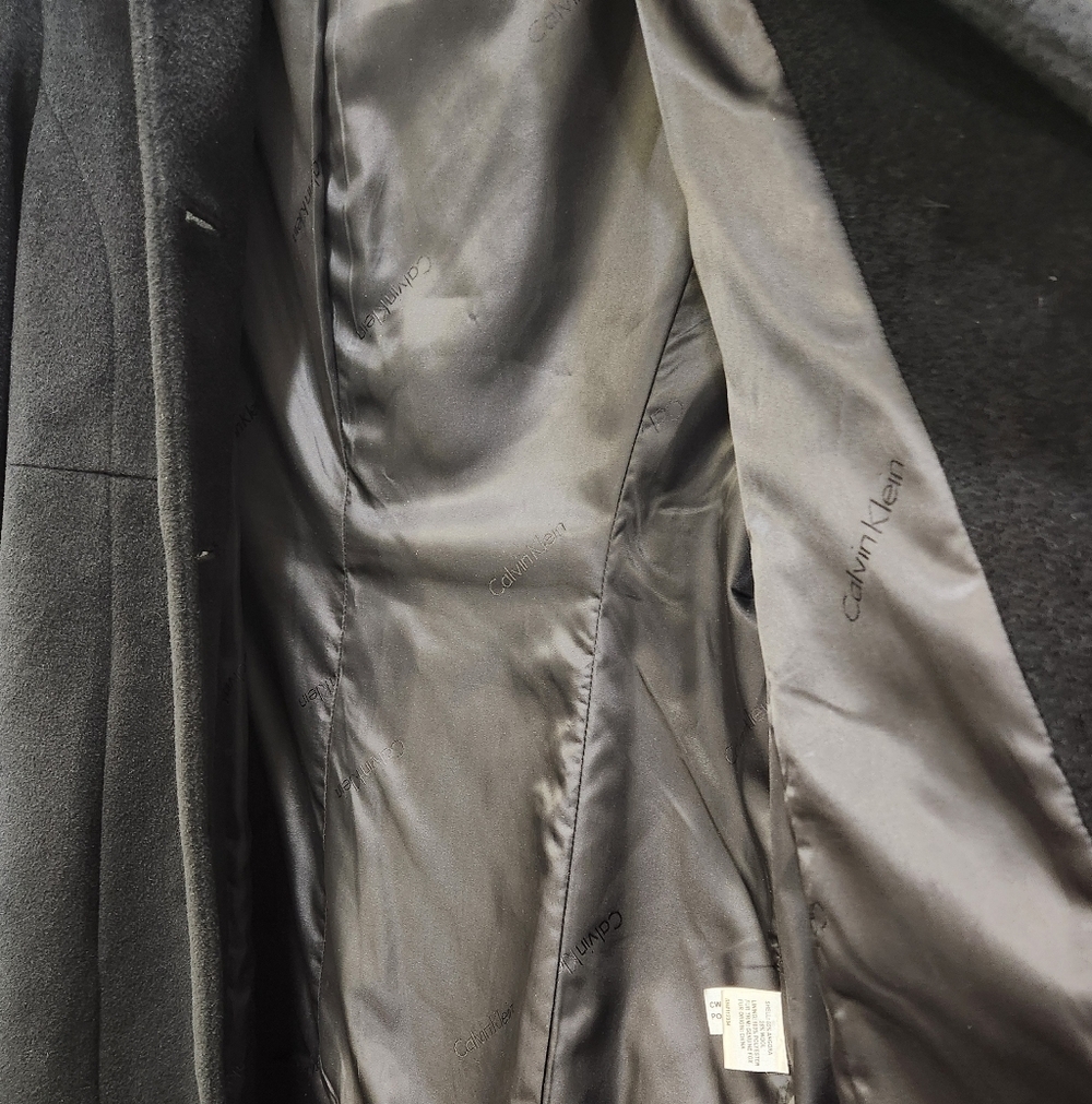 Rare VINTAGE Calvin Klein Luxury Maxi Coat 65% Angora & Wool Genuine Blue Fox, M - Picture 6 of 14